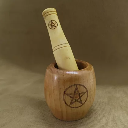 Wooden Masher Bowl - Mortar & Pestle Set