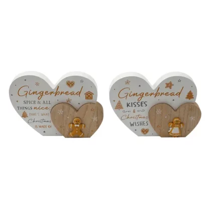 Double Heart Christmas Gingerbread Plaque 22cm