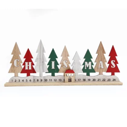 Wooden Tree Christmas Advent Calendar Decoration 44cm